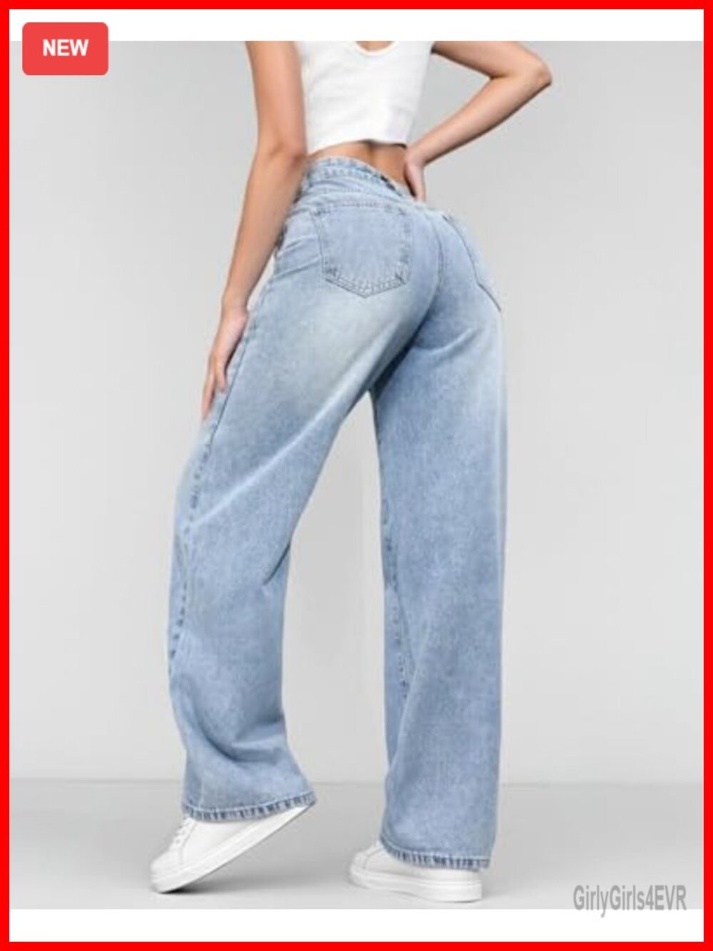 Wide Leg Baggy Y2K Jeans High Stretch Denim Cropped Loose Boyfriend Jeans - Picture 3 of 7